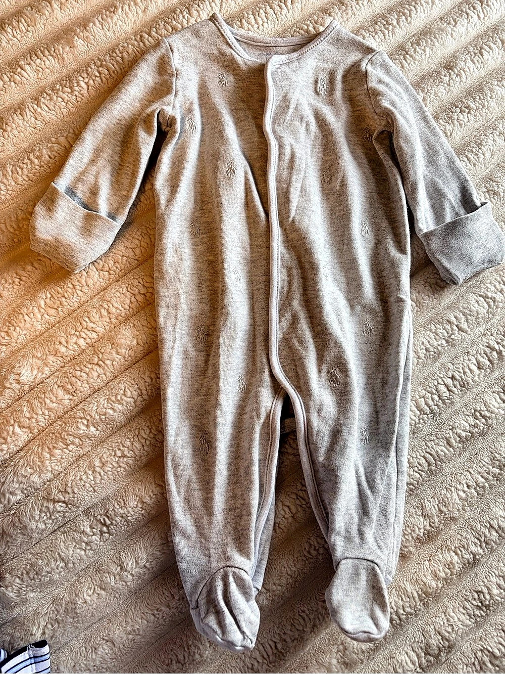 Ralph Lauren Cotton Interlock Footed Coverall Gray Baby Footie